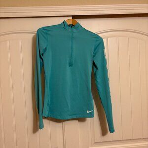 Nike Half Zip Sweatshirt Small Light Teal Green Dri-Fit Long Sleeve Just Do It